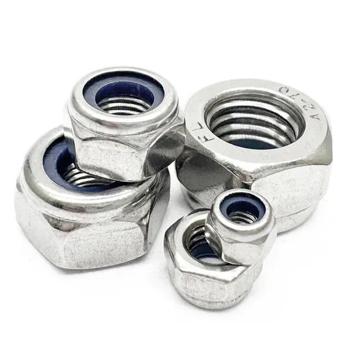 Vista 5 de 20 tuercas de bloqueo de nailon M6x0.2.953 in, tuercas hexagonales de rosca fina, kit surtido de tuercas de bloqueo de acero inoxidable 304