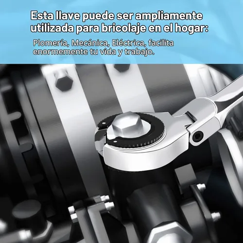 Vista 7 de LOSCHEN 1 llave de trinquete de cabeza flexible abierta 3/4, llave de trinquete SAE con 72 dientes, llave de trinquete de tubo de acero al cromo