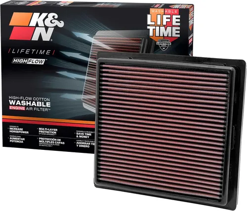 Vista 8 de K&N Filtro de aire del motor: Filtro de aire de repuesto de larga vida útil de 18,000 millas: compatible con Jeep/Dodge SUV V6/V8 2010-2019