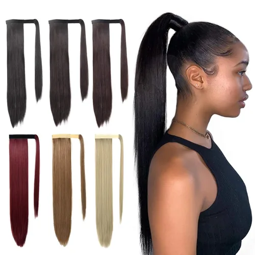 Vista 9 de SEIKEA Extensión de cola de caballo con clip alrededor del cabello lacio para mujer (12 pulgadas, negro)
