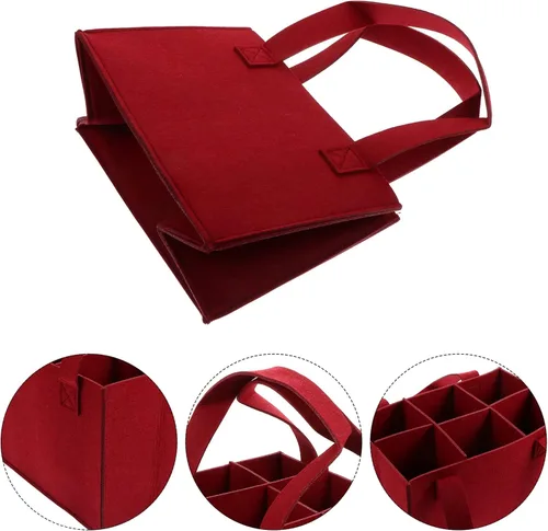 Vista 4 de Cabilock Portador de vino de 6 botellas con divisor de fieltro para almacenamiento de vino con asa