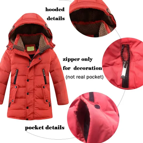 Vista 3 de Mallimoda Abrigos de plumón con capucha para niños, chaqueta cálida de invierno, abrigo acolchado sólido