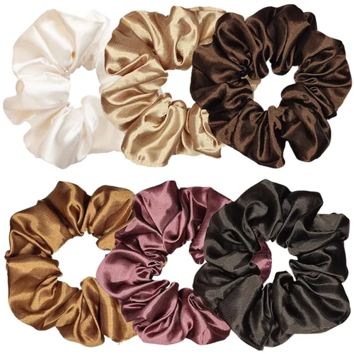 Vista 7 de 6 coleteros de seda, ligas suaves para el cabello, bandas para el cabello de moda, cuerdas de lazo, soportes elásticos para cola de caballo, 4.3