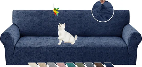 Vista 19 de YEMYHOM 1 Pieza Fundas Elásticas para Sofá de 3 Cojines, Funda de Sofá Jacquard con Parte Inferior Elástica Antideslizante, Funda Engrosada Azul