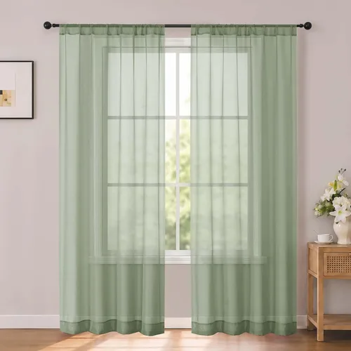 Vista 28 de OWENIE White Sheer Curtains 96 Inches Long 2 Panels for Living Room 52 Wide
