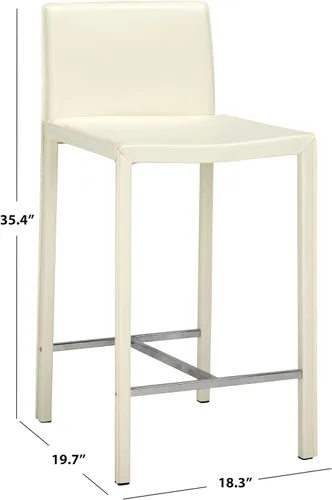 Vista 3 de Safavieh Home Collection Jason Taburete de cuero blanco de 24 pulgadas