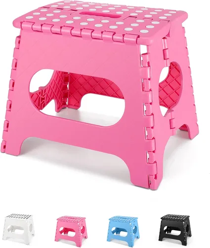 Vista 28 de Dyforce Taburete plegable de 9 pulgadas para niños y adultos, taburete de pie plegable y ligero para niños pequeños, cocina, baño, capacidad de 300