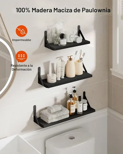 Vista 5 de AMADA HOMEFURNISHING - Juego de 6 estantes de pared, estantes flotantes de madera para decoración, estilo rústico de granja para dormitorio