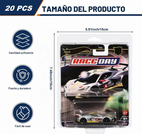 Vista 2 de Funda protectora para Hot Wheels Premium Clamshell vitrinas de plástico para modelos a escala 1:64, resistente a los rayos UV, resistente al polvo
