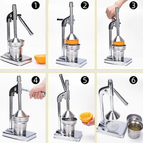 Vista 7 de Exprimidor manual de hierro fundido, exprimidor manual de hierro fundido resistente, máquina trituradora para jugo de naranja de limonada fresca