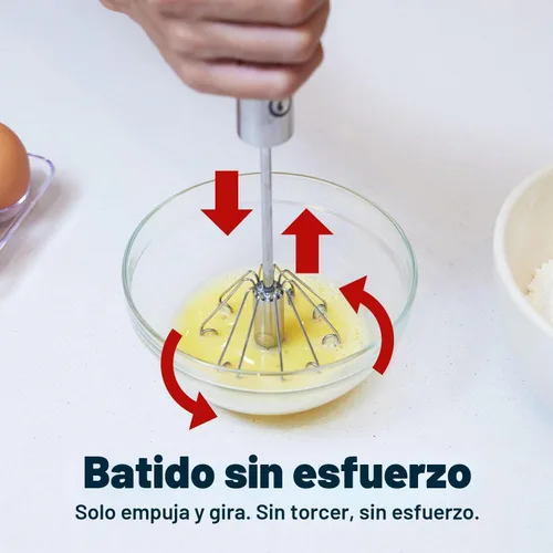 Vista 2 de Batidor de mano de acero inoxidable de 14 pulgadas, duradero y fácil de usar, batidor de mano giratorio para batir huevos, espumar leche, mezclar