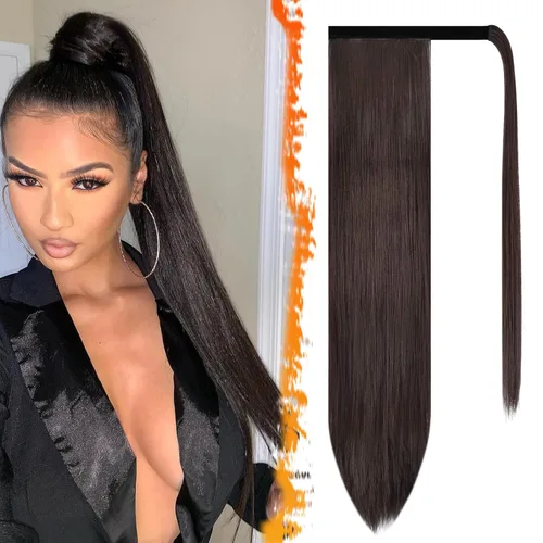 Vista 76 de BARSDAR Extensión de Cola de Caballo Corta y Recta - Extensiones de Cabello de Cola de Caballo con Cordón de 14 Pulgadas en Negro para Mujeres