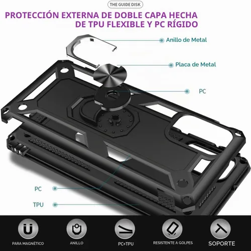 Vista 5 de Funda para Galaxy Note 10 Lite - Funda protectora de grado militar con soporte magnético para anillo de coche, cubierta de soporte para Samsung