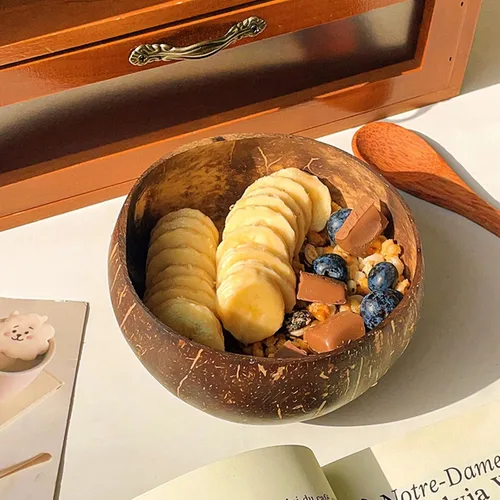 Vista 7 de ZENFUN Paquete de 6 cuencos de coco con 4 cucharas de madera, cuencos de coco pulido de 15 onzas, juego de cuencos de cáscara de coco natural