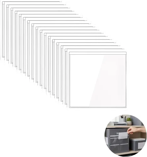 Vista 5 de 100 Adhesive Label Pockets, 9.5 X 6 Cm Clear PVC Index Card Holders for Bins, Boxes, Shelves, Home and Office, 3.7 X 2.4 in