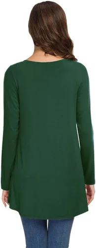 Vista 85 de AWULIFFAN Blusa tipo túnica holgada de manga larga con cuello redondo para mujer