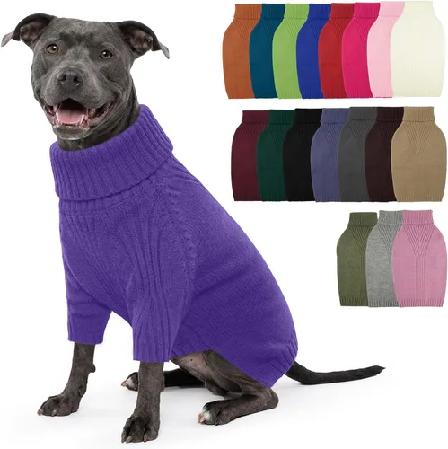 Vista 86 de IECOii Suéter de perro salchicha de cuello alto para perros pequeños, medianos y hembras, elástico y transpirable, abrigo de punto cálido, para Negro