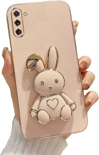 Vista 85 de Funda con soporte de conejo de corazón para Samsung Galaxy A10, cubierta protectora de TPU suave galvanizada a prueba de golpes con bonito soporte