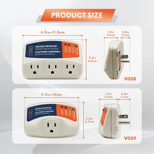 Vista 4 de BXST Protector contra sobretensiones para refrigerador, regleta de alimentación de 3 salidas para electrodomésticos 30S, protector de voltaje