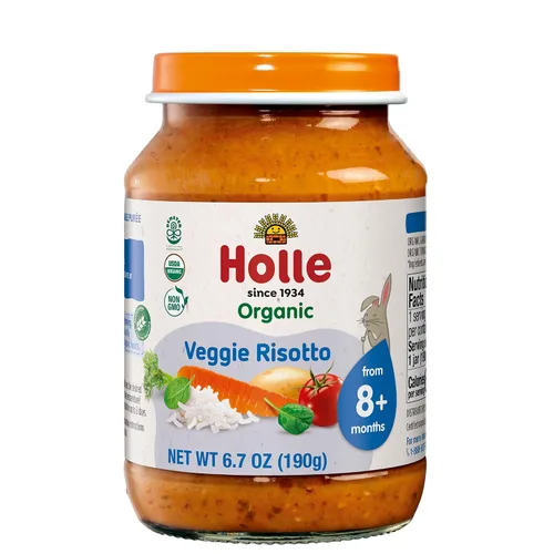 Vista 3 de Holle Tarros orgánicos de comida para bebés – Risotto vegetariano con zanahoria, espinaca, papa y arroz orgánico – (6 tarros) Alimento para bebés