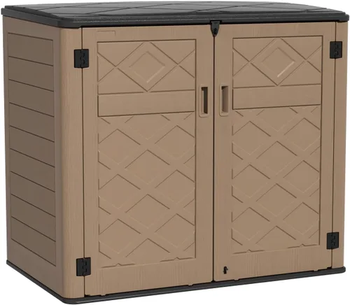 Vista 12 de Kinying - Cobertizo de almacenamiento conveniente horizontal con varias direcciones de apertura, para latas de basura, herramientas, podadora
