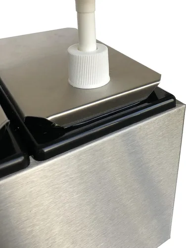 Vista 2 de Carlisle FoodService Products Centro de condimentos de riel de condimentos con 2 bombas estándar para estaciones de servicio, restaurantes y comida