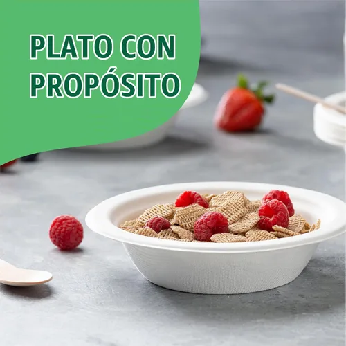 Vista 2 de Cuencos de papel 100% compostables de 12 oz. [1000 unidades] Cuencos para sopa resistentes de color blanco natural, cuencos de bagazo no blanqueados