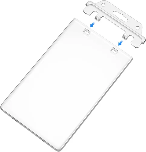 Vista 8 de Fallen One - Paquete de 2 soportes transparentes para tarjetas de identificación de plástico duro, cierre permanente, vertical, resistente