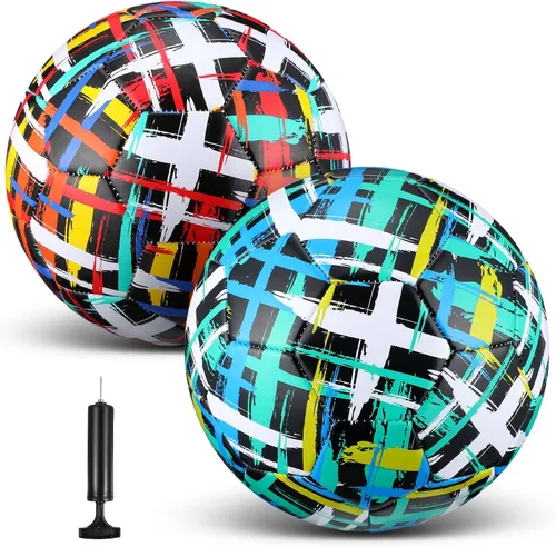 Vista 9 de HyDren 2 pelotas de fútbol con inflador, tamaño oficial, para entrenamiento de juegos, interior y exterior, regalo deportivo para niños, jóvenes