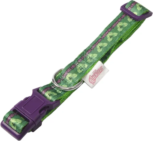 Vista 4 de Marvel Comics The Hulk Dog Collar, pequeño verde y morado Collar para perro con licencia oficial de Marvel The Incredible Hulk Collar de perro