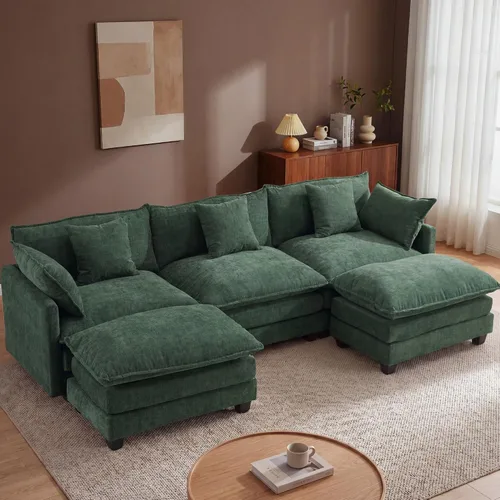 Vista 18 de Juego de sofá de felpilla Cloud de 77 pulgadas con almohadas, sofá biplaza de asiento profundo para apartamentos, ahorro de espacio de 2 plazas