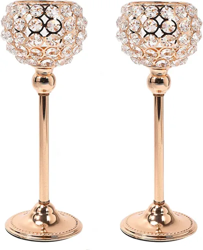 Vista 9 de Juego de 2 candelabros de cristal plateado para mesa de comedor, centro de mesa, decoración de mesa para comedor, sala de estar, café, mesa de Plata