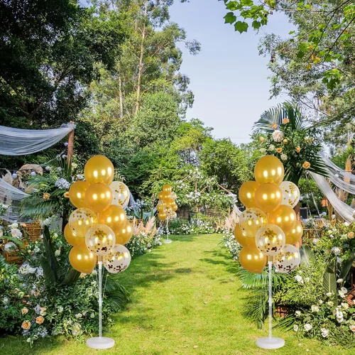Vista 6 de Kit de columna de globos de 2 piezas con globos de confeti incluidos - Torre de globos con soporte, base y poste, decoración de fondo para boda