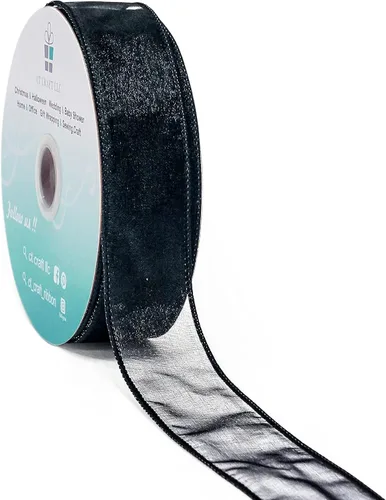 Vista 14 de Cinta de organza transparente con alambre de 2.5 pulgadas x 50 yardas, color blanco para silla de boda, lazo, ramo de flora, envoltura de regalos