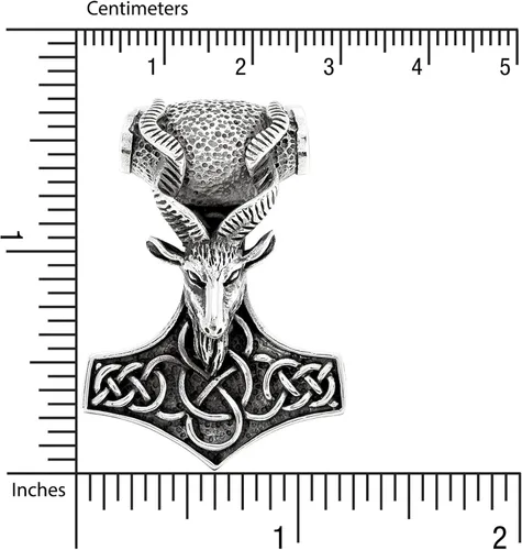 Vista 4 de withlovesilver sólida plata de ley 925tribal Gótico Cabeza de cabra Viking martillo de Thor Mjolnir colgante