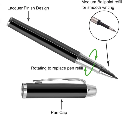 Vista 4 de Aolun Bolígrafos personalizados, bolígrafo grabado personalizado, perfecto para cumpleaños, negocios, fiestas con nombre, eslogan o logotipo, tinta