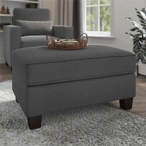 Vista 2 de Bush Home Otomana con almacenamiento, reposapiés para sala de estar con tapicería de tela apta para mascotas, moderna, colección Stockton, espiga