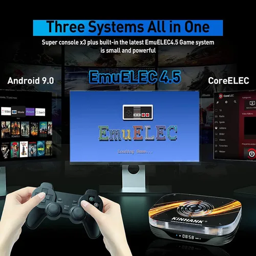 Vista 3 de Super Console X3 Plus - Consolas de videojuegos retro integradas de más de 95000 juegos, Android TV 9.0CoreELECEmuelec 4.5, chip S905X3, salida UHD