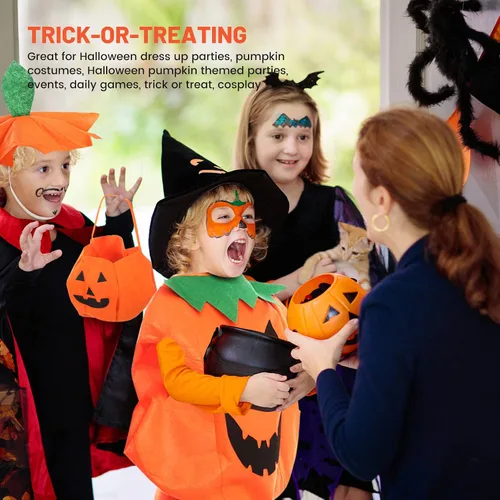 Vista 5 de 3PCS Pumpkin Costume for Children Halloween Pumpkin Cosplay Party Clothes and Hat