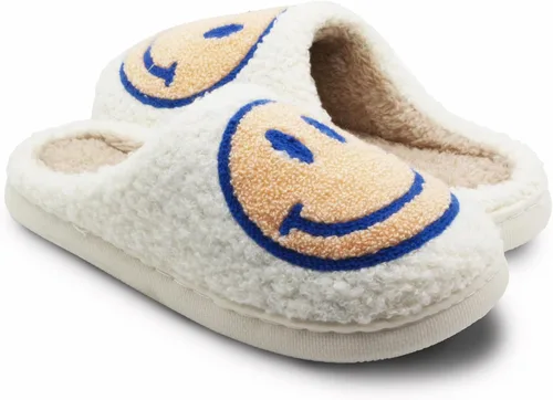 Vista 2 de Pantuflas de cara retro mullidas para mujeres y hombres, ligeras, suaves, esponjosas, cálidas, estilo casual, bonitas, acogedoras, para interiores