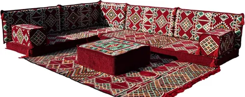 Vista 44 de arabicsofa Juego de sofás árabes tradicionales en forma de L - Sofás seccionales marroquíes - Asientos Majlis orientales para sala de estar