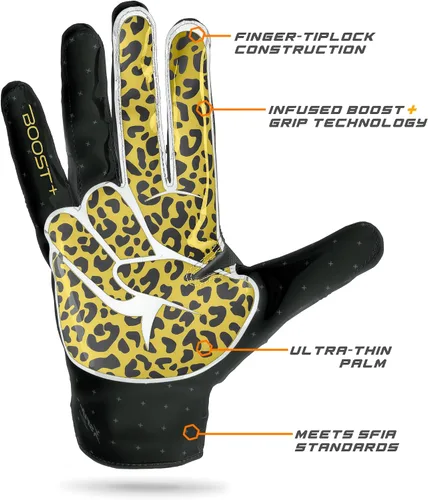 Vista 3 de Guantes de fútbol Grip Boost - Peace Stealth 6.0 Boost Plus Tecnología adhesiva - Guantes de fútbol para adultos y jóvenes para receptor abierto