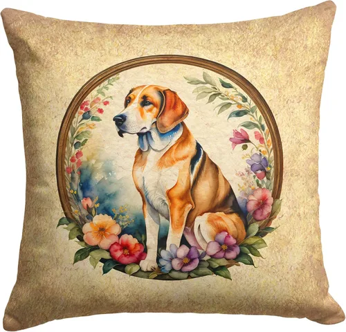 Vista 73 de Caroline's Treasures DAC2072PW1414 Affenpinscher and Flowers - Almohada decorativa de tela, lavable a máquina, para interiores y exteriores