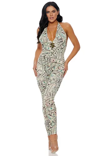 Vista 3 de Mono Halter para Mujer con Estampado de Dinero Multicolor