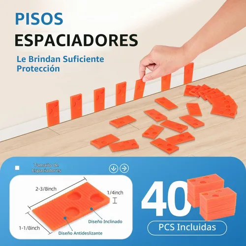 Vista 5 de Kit de 43 piezas para herramientas de suelo laminado, kit de instalación LVP, herramientas para suelos de vinilo, taco de golpeteo con mango