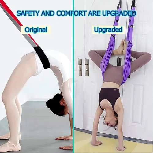 Vista 3 de Correa de estiramiento de yoga para fitness, estirador de piernas ajustable, entrenador de asistencia para flexión de espalda, mejora
