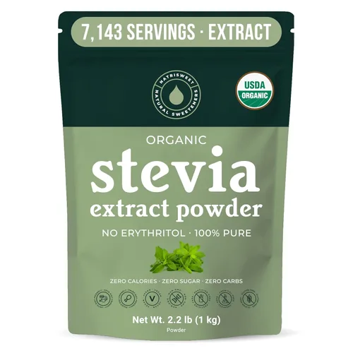 Vista 8 de Polvo de stevia orgánico, edulcorante de stevia 100% puro, 4 onzas, alternativa de azúcar de bajo índice glucémico, edulcorante en polvo