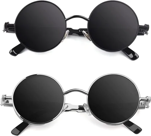 Vista 11 de CGID Retro Steampunk Round Polarized Sunglasses Men Womens Metal Circle Frame UV400 Protection E72