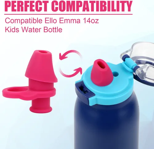 Vista 4 de 2 piezas de repuesto de boquilla de válvula de mordida para botella de agua Ello Emma de 14 onzas, botella de agua de silicona sin BPA, boquilla