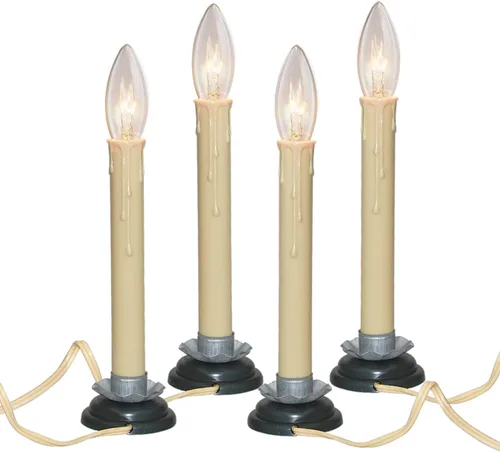Vista 8 de Abeja Velas de Ventana de Navidad de 3 Luces, Lámpara de Vela de Ventana Eléctrica, Lámpara de Vela de Navidad con Enchufe y 4 Bombillas C7